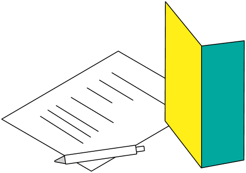 ノートとペンと仕切りのイラスト
