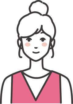 髪をまとめたピンクの服を着た女性のイラスト